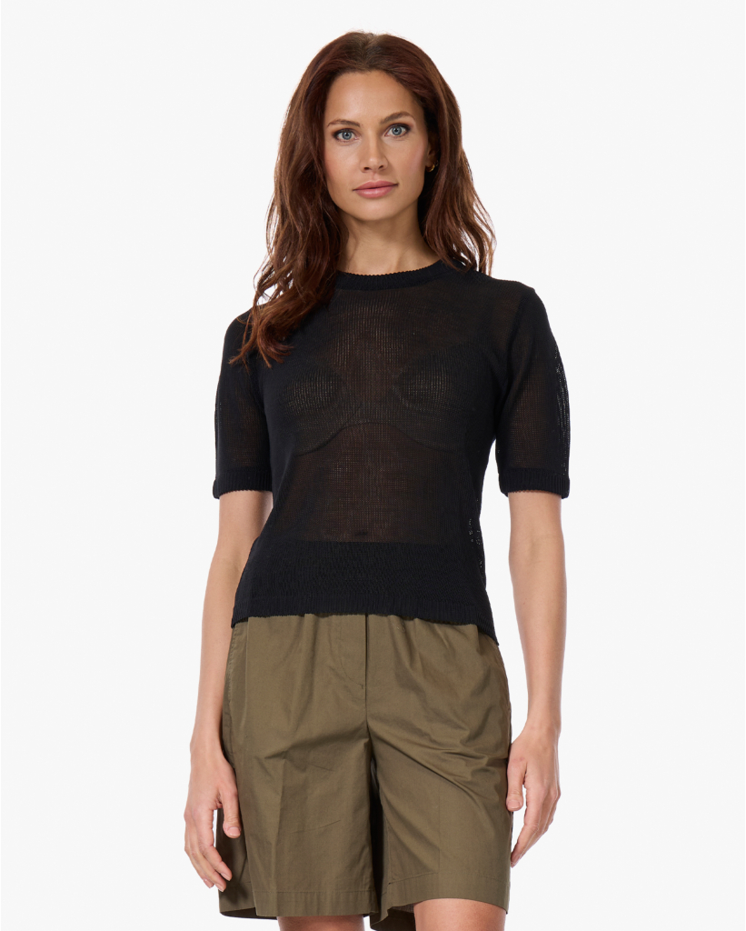 Lenny Sheer Knit T-shirt Zwart