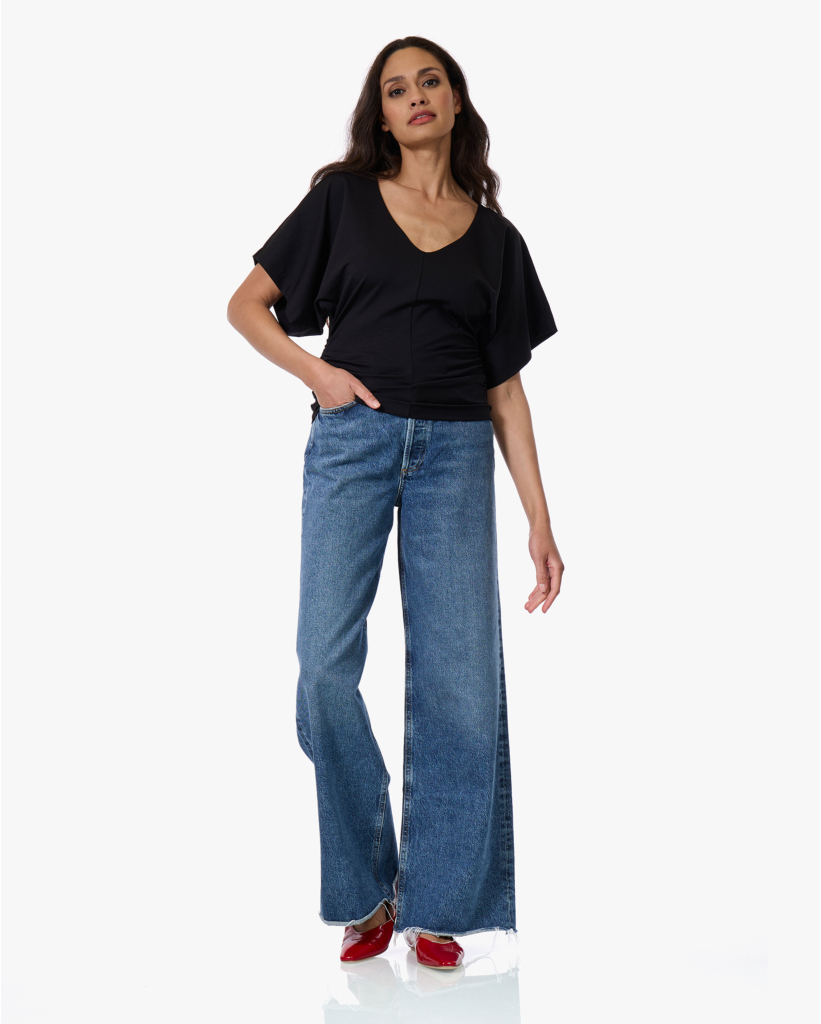 Pamara Lyocell Mix T-shirt Zwart