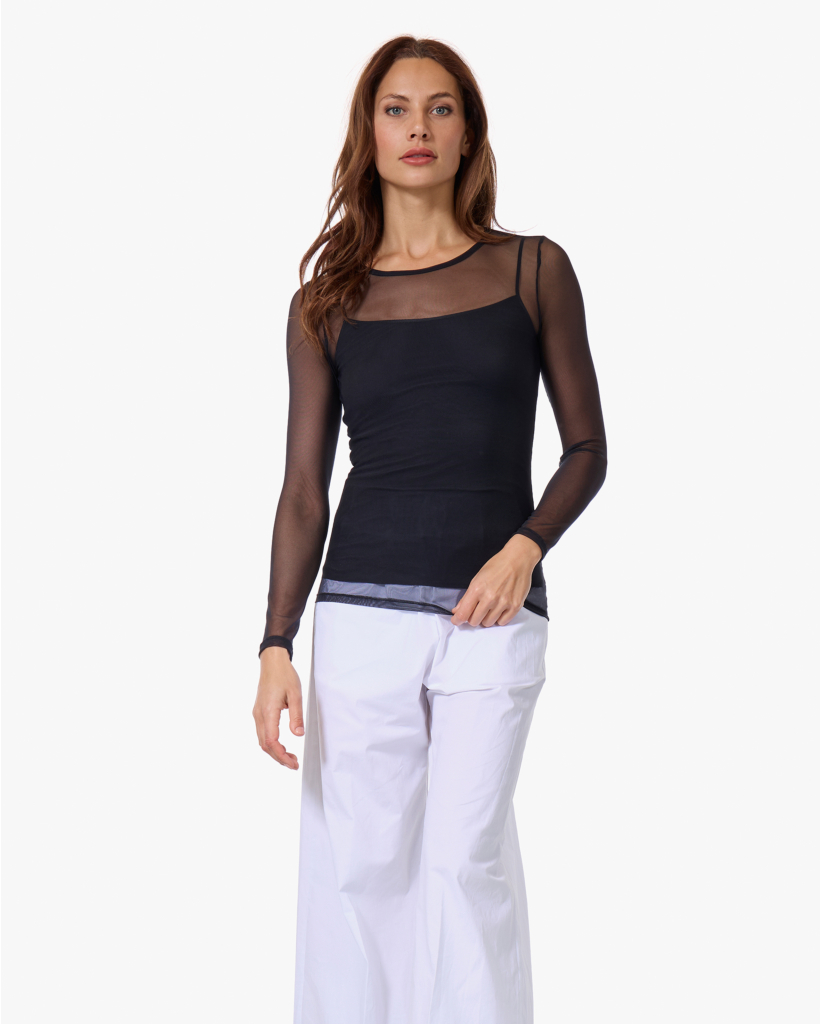 Smooth Illusion Mesh Longsleeve Zwart