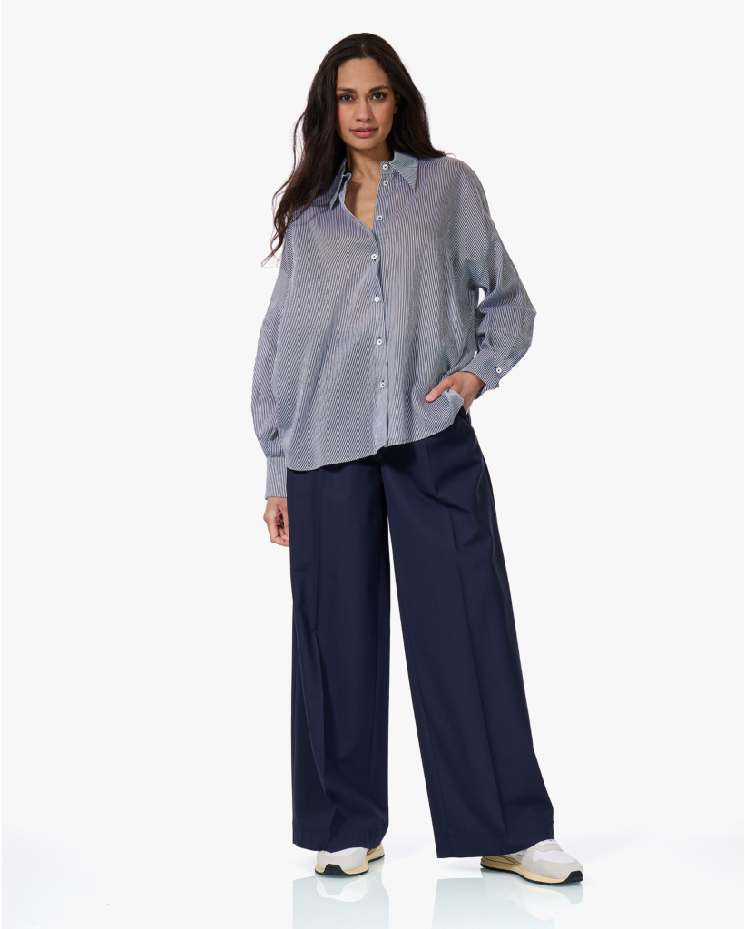 Lyndara Gestreepte Blouse Navy