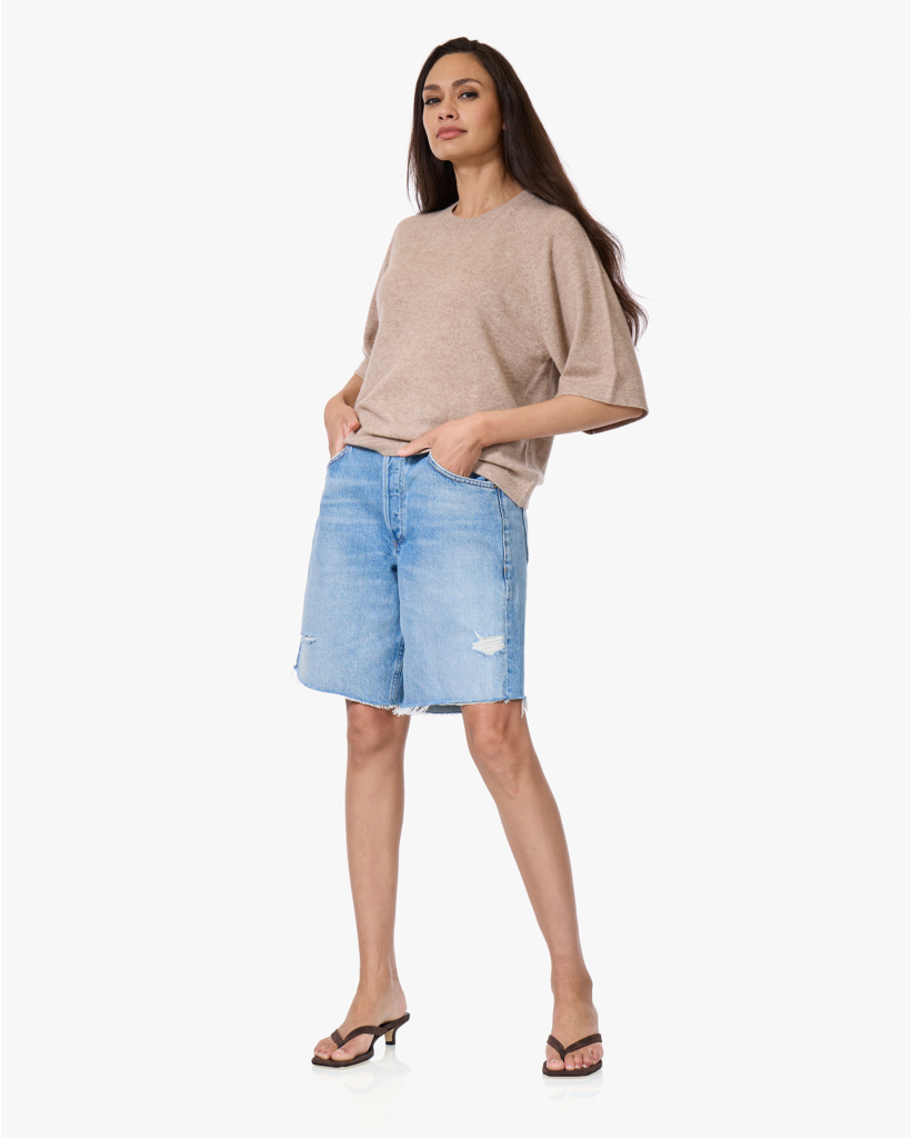 Leana Cashmere Korte Mouwen Trui Chestnut
