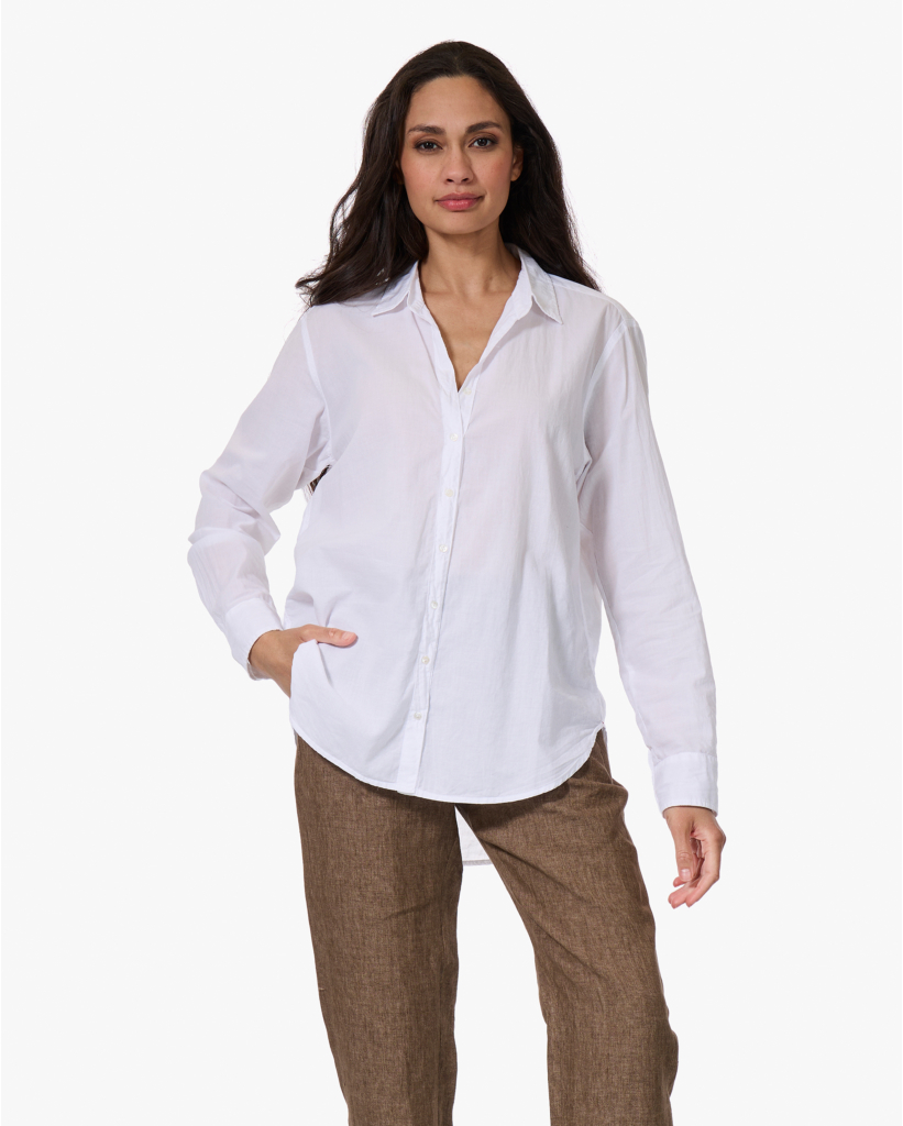 Beau Washed Poplin Blouse Wit