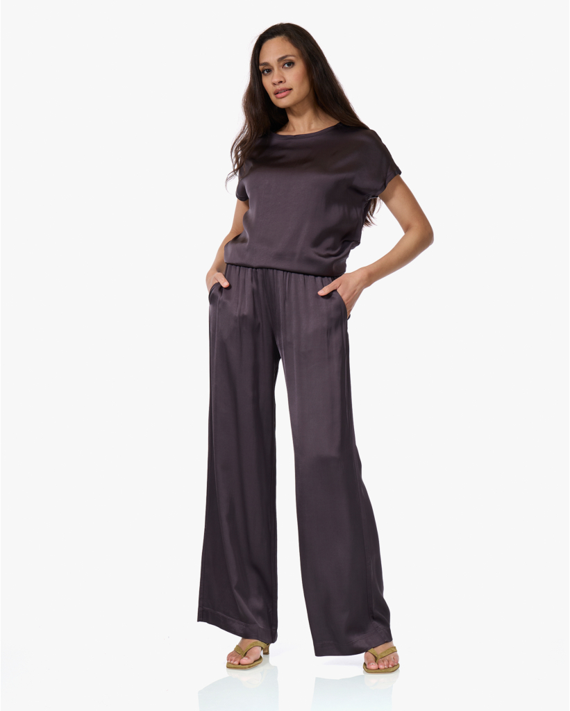 Viscose Satijnen Top Graphite