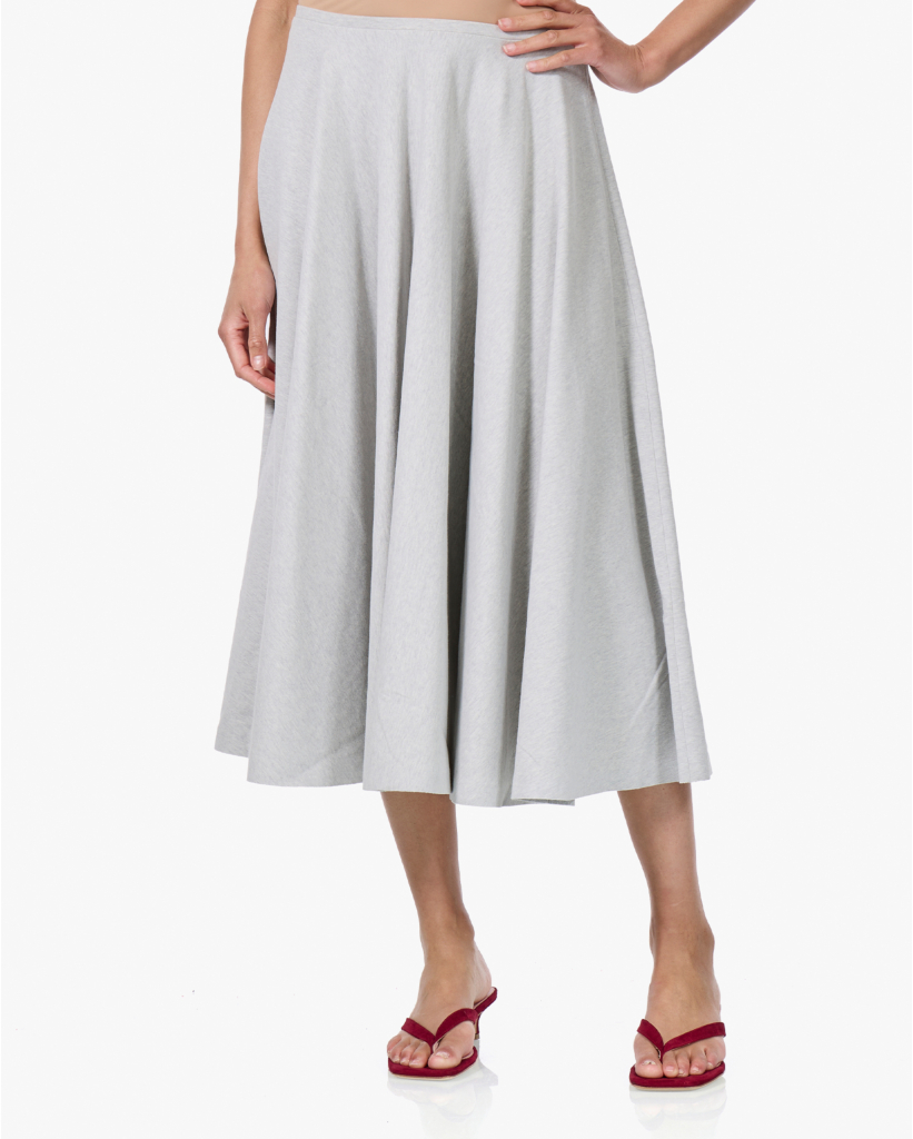 Flared Terry Midi Rok Lichtgrijs