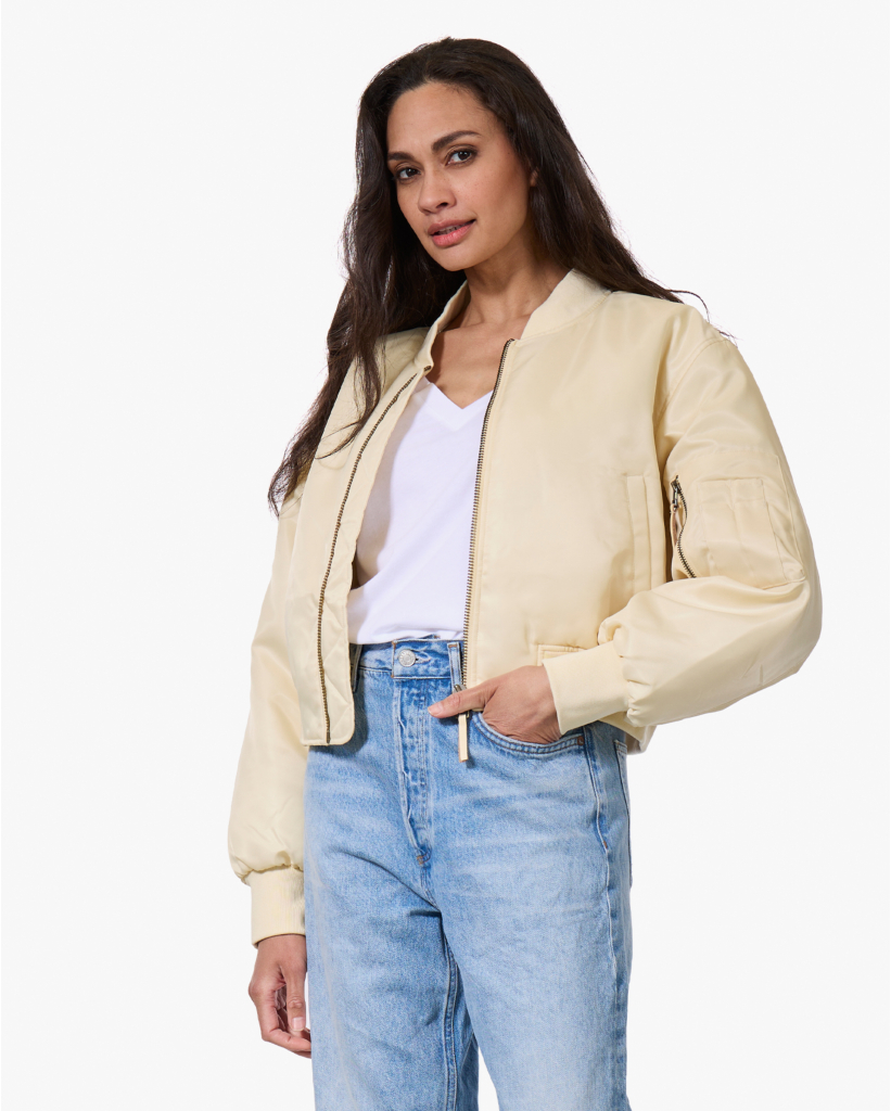 Cropped Leon Bomber Butter Yellow