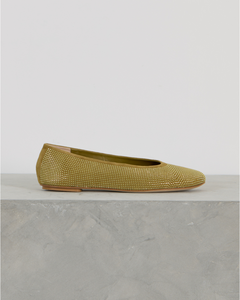 Lilly Suède Strass Ballerina's Groen