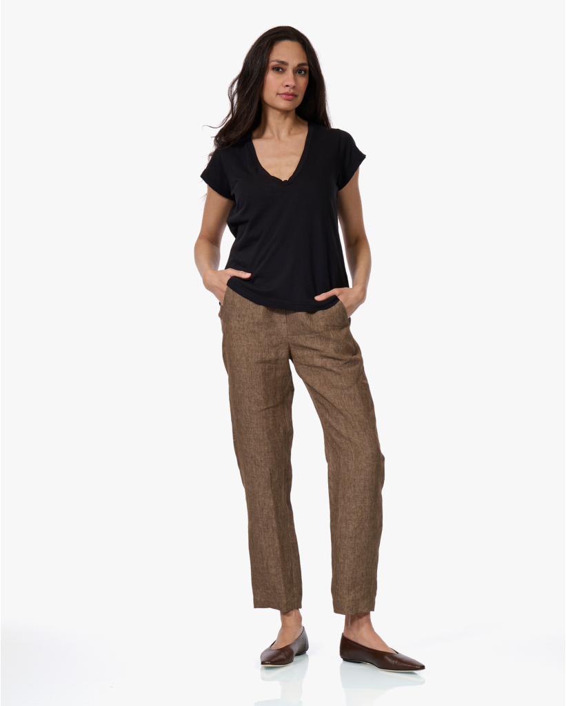 High Gauge Deep V T-shirt Zwart