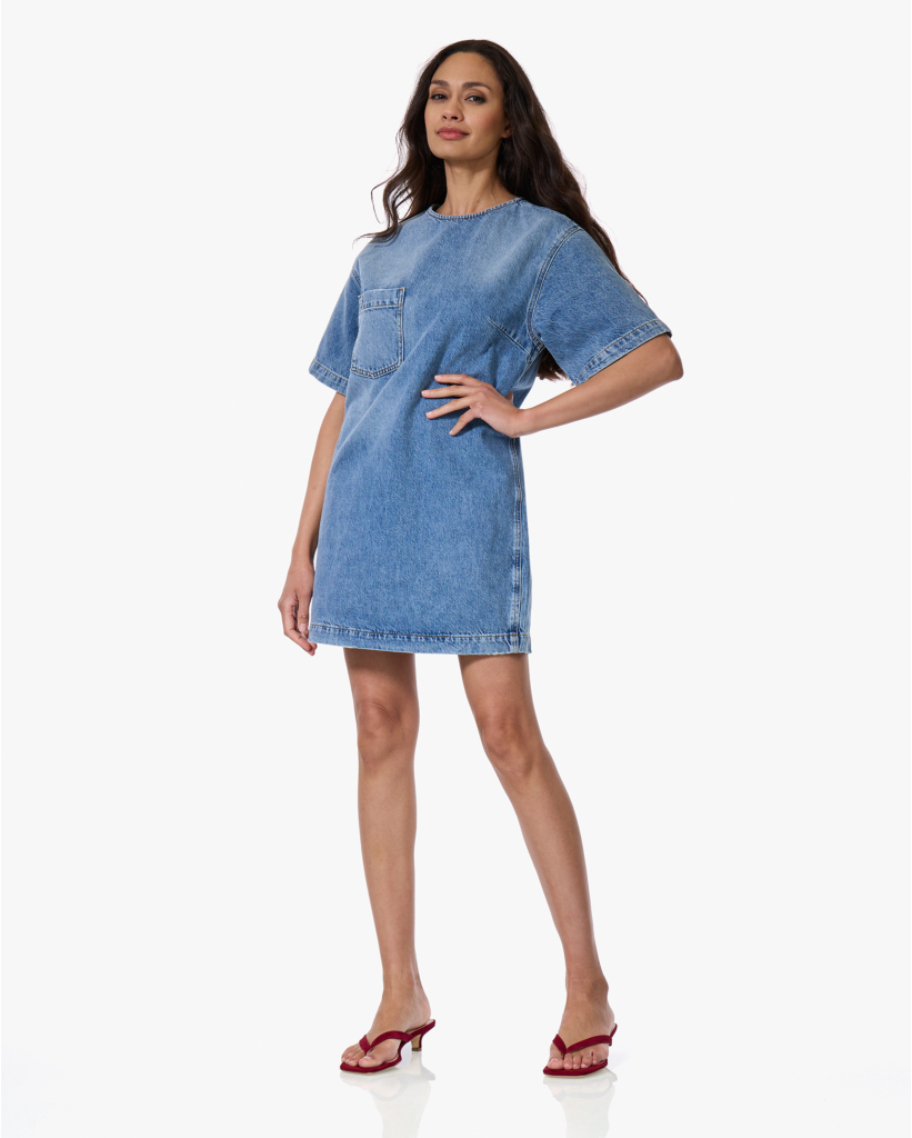 Tulah Denim Mini Jurk Tidal Blue