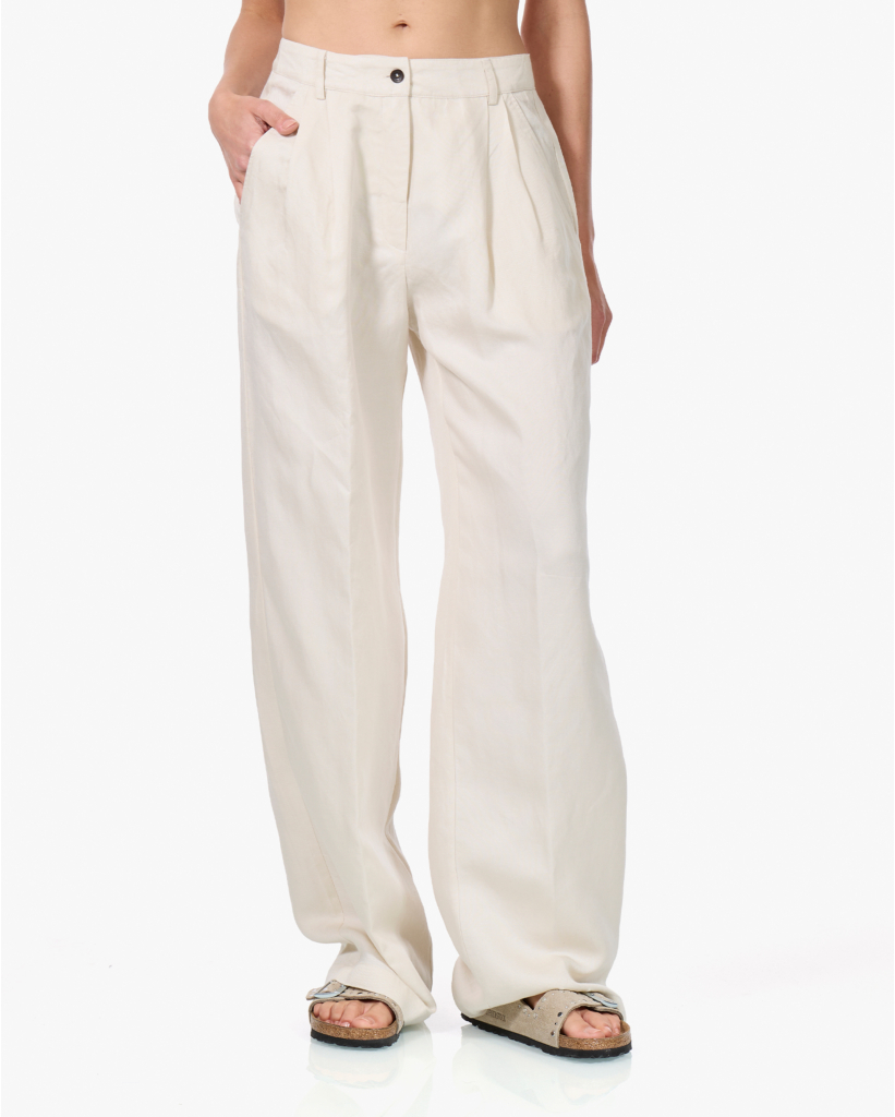 Pavanao Tencel-Linnen Pantalon Ecru