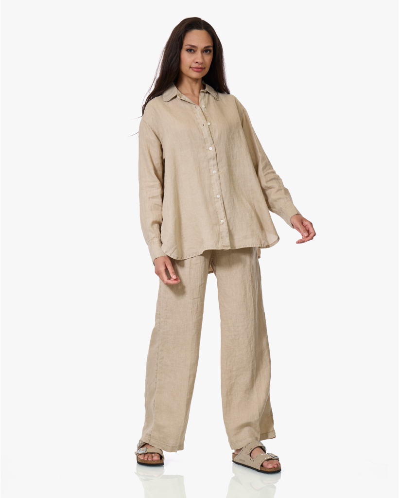 Oversized Linnen Blouse Light Khaki