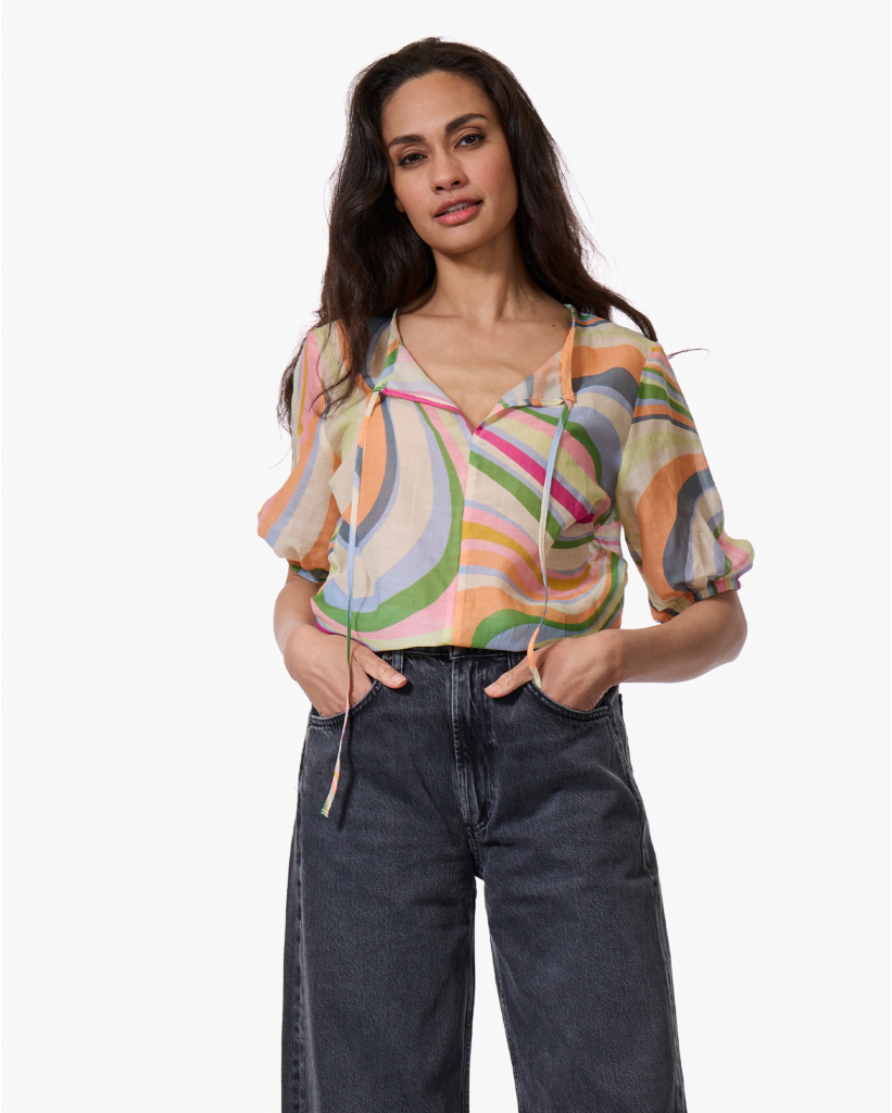 Seny Voile Print Blouse Sunset Wave