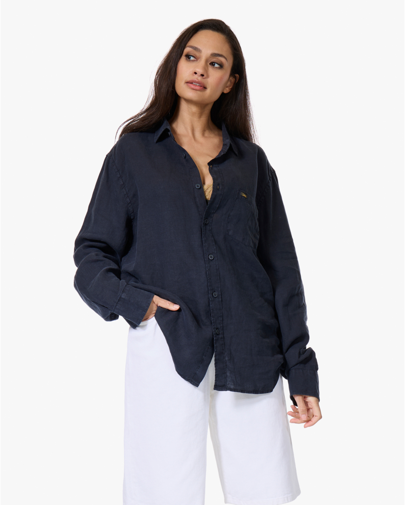 Lucas Linnen Blouse Donkerblauw