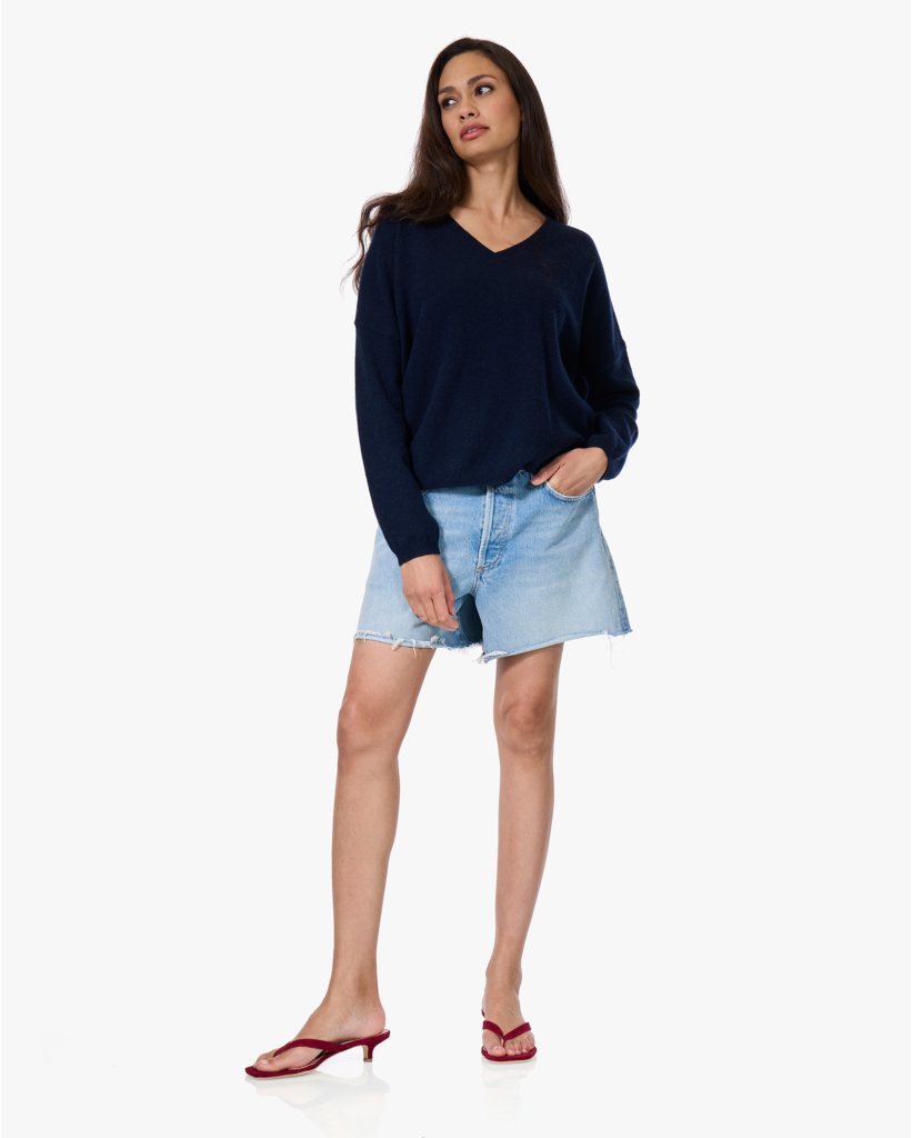 Alicia Cashmere V-hals Trui Navy