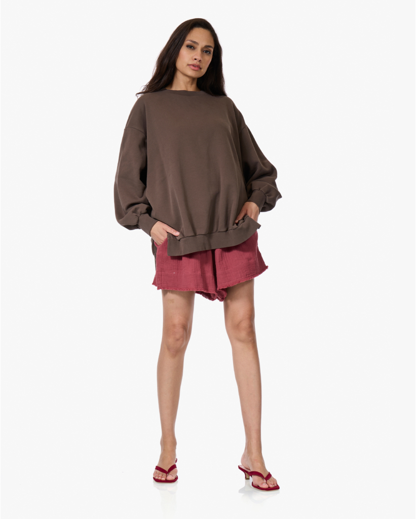 Moby Wrinkled Cotton Short Cacao