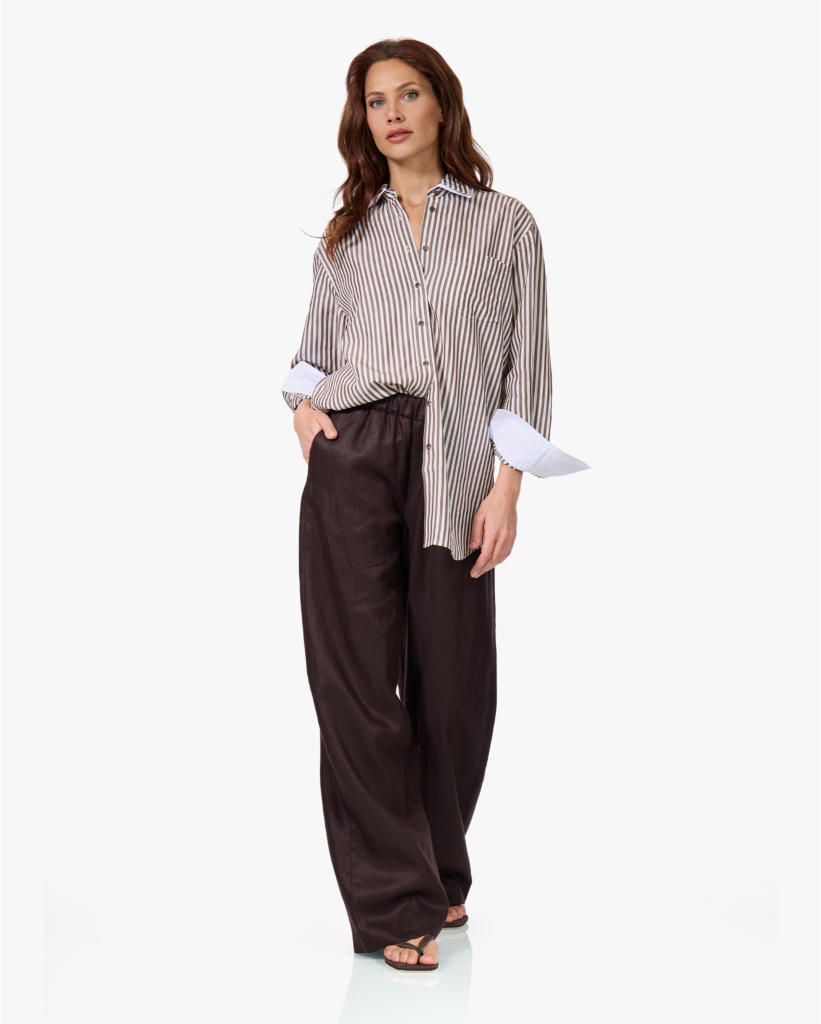 Consider Linnen Barrel Pantalon Marrone