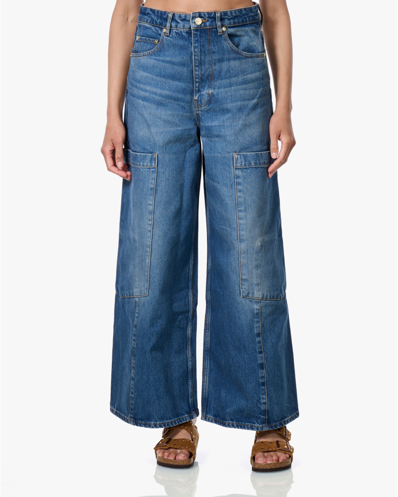 Baggy Cargo Jeans Mid Blue Stone