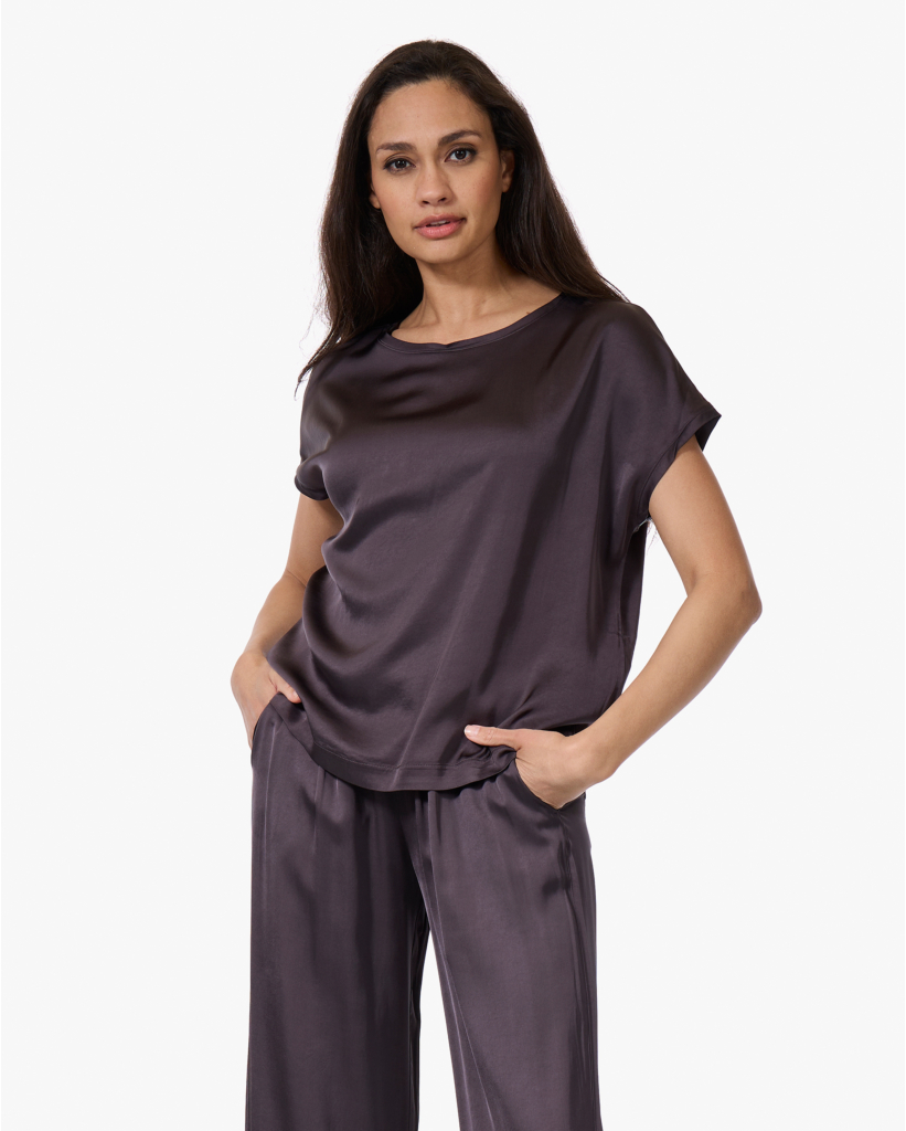 Viscose Satijnen Top Graphite
