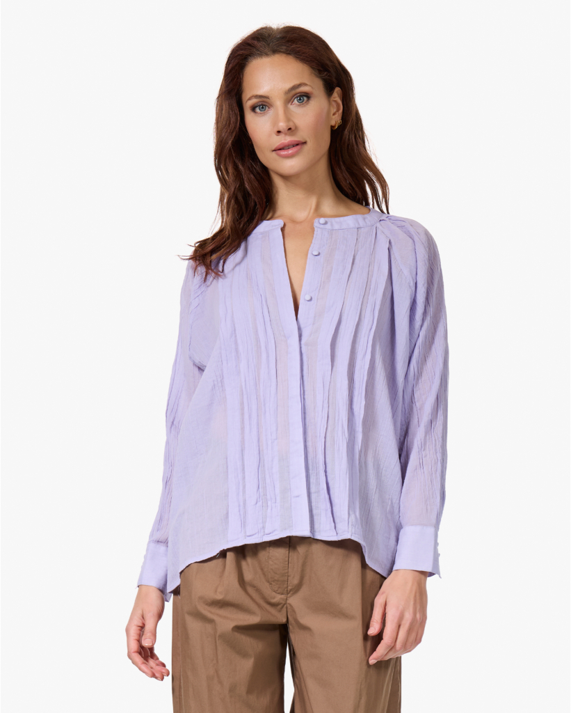 Celestio Raglan Blouse met Plooien Parme