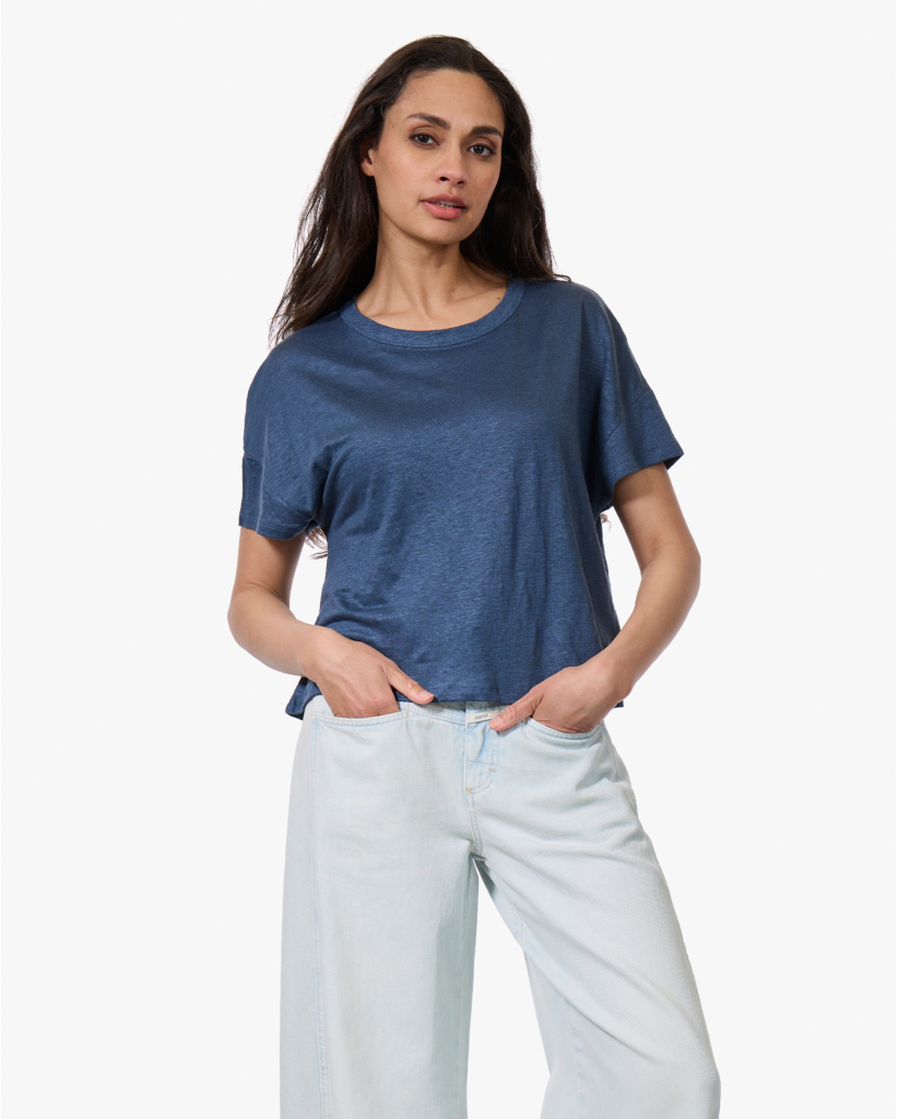 Relaxed Linnen T-shirt Bleu De Nimes