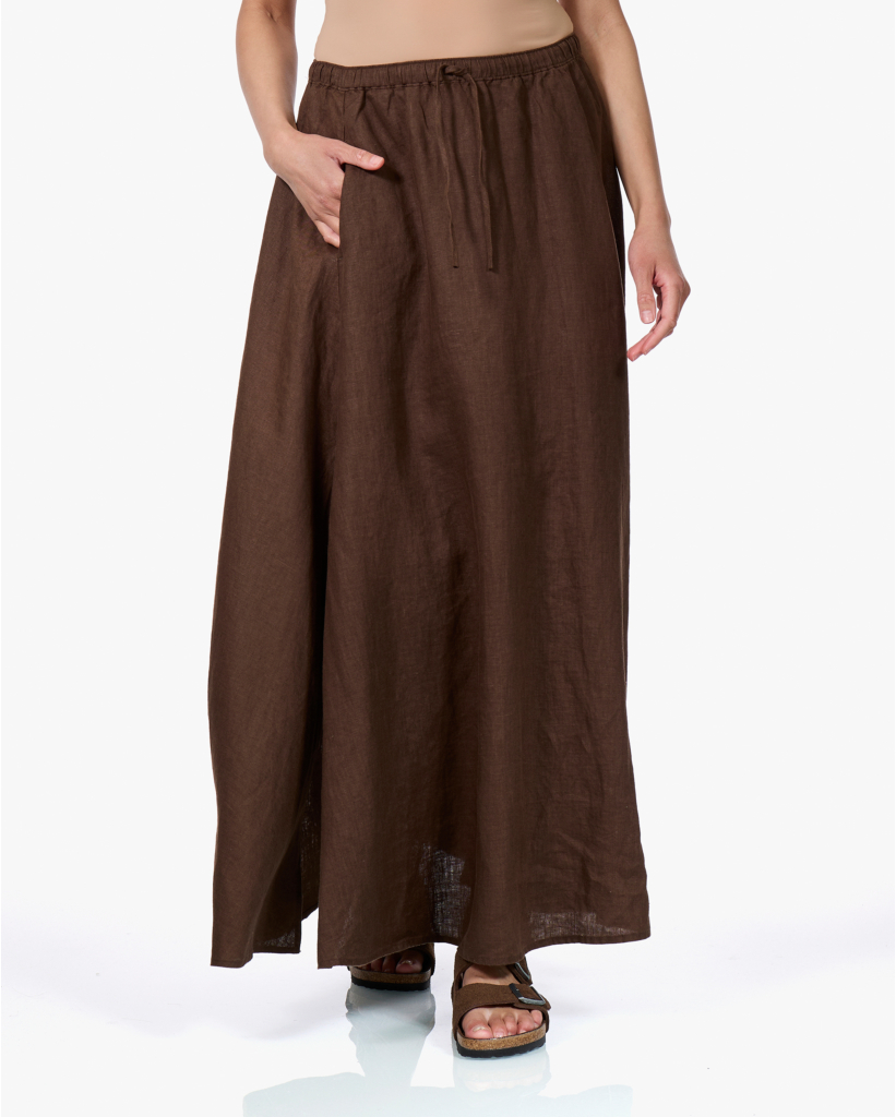 Linnen Maxi Rok Chocolate