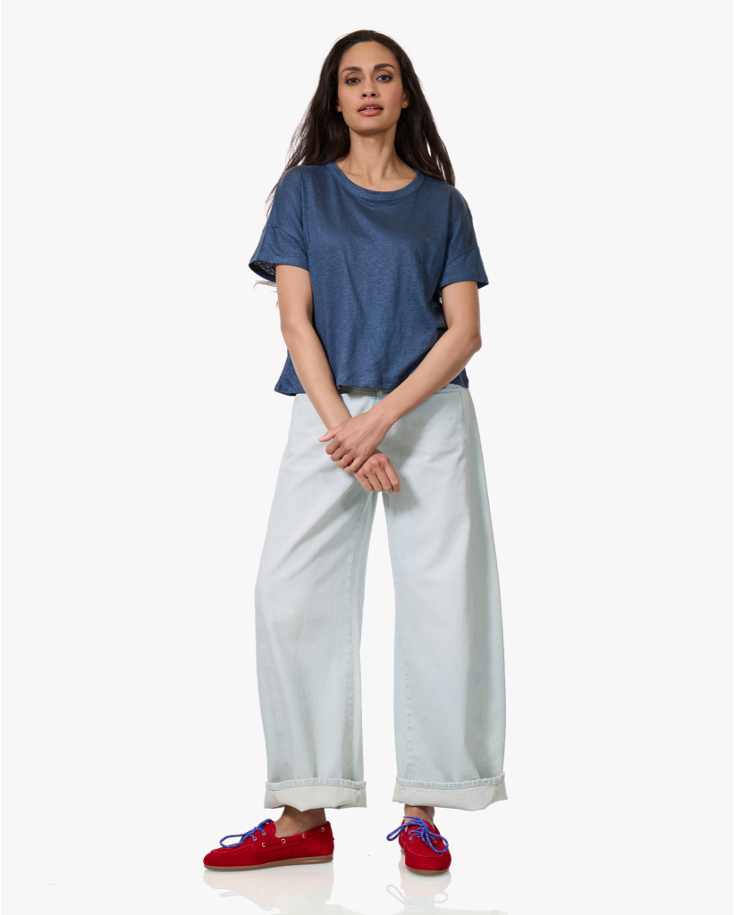 Relaxed Linnen T-shirt Bleu De Nimes