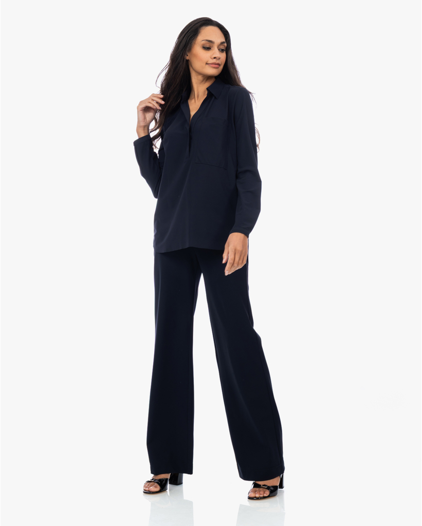 Kaemi Travel Jersey V-hals Blouse Zwartblauw
