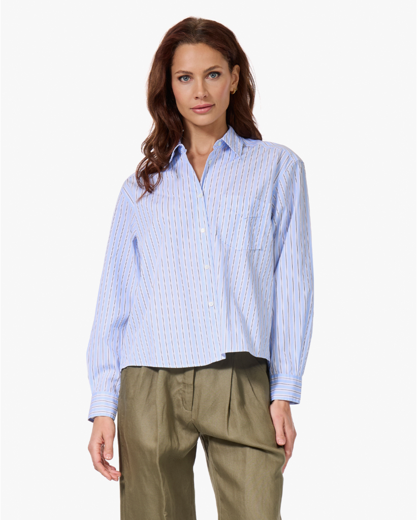 Carmella Gestreepte Blouse Blauw