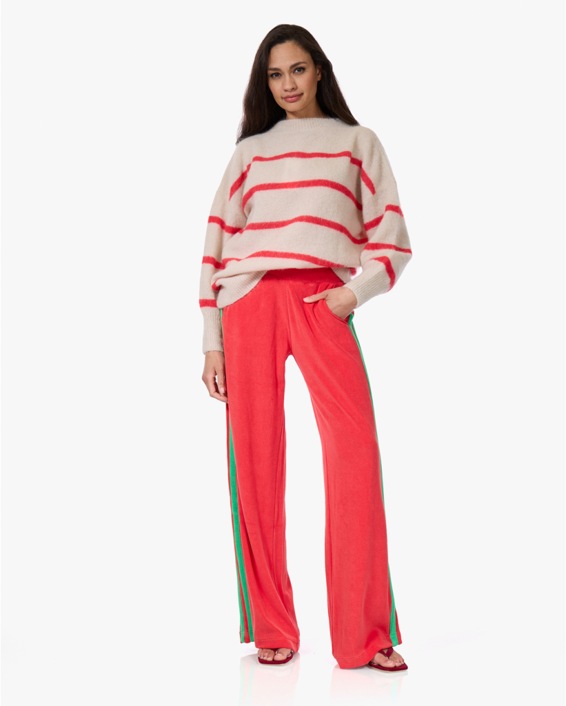 Jolie Terry Badstof Sweatpants Rood/Groen