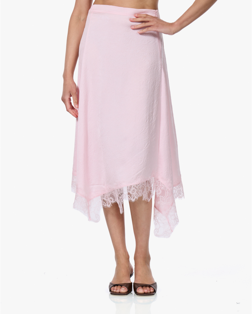Sophie Midi Rok Met Kant Roze