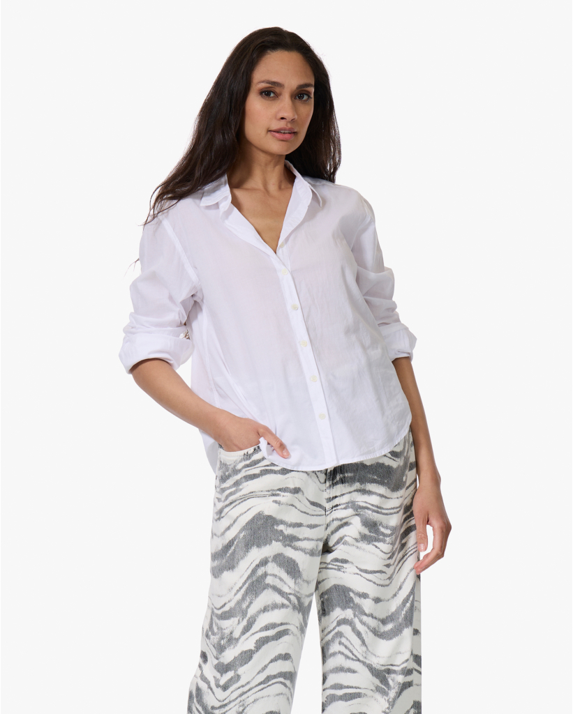 Bowie Washed Poplin Blouse Wit