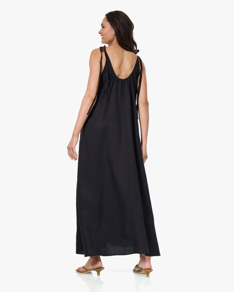 Flora Lyocell-Linnen Maxi Jurk Zwart