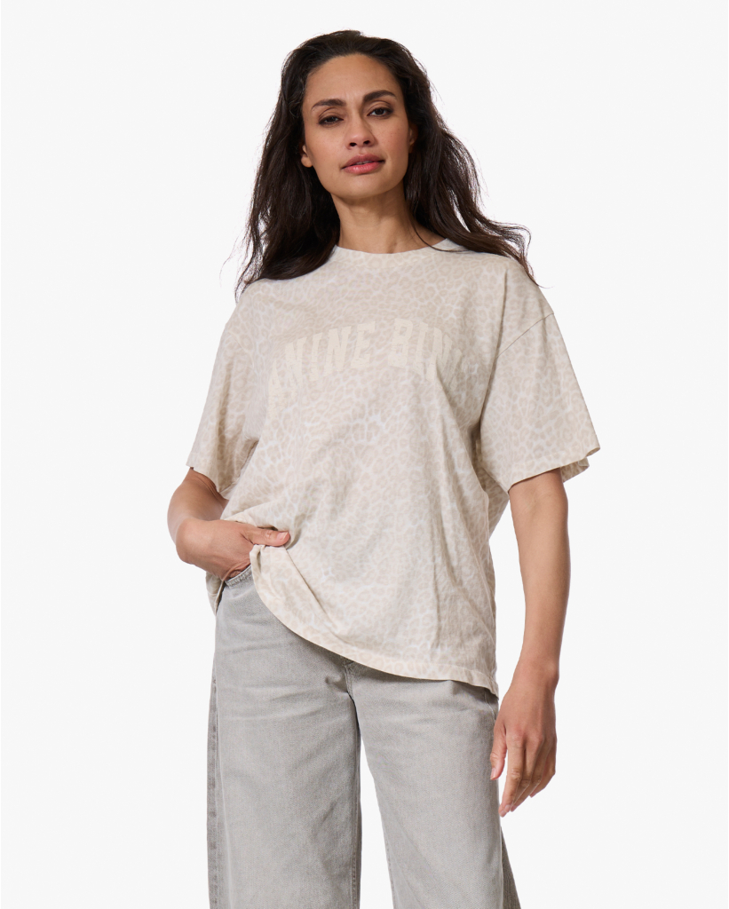 Cade Leopard Tee Washed White