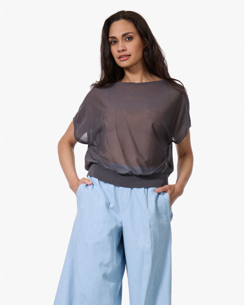 Gerlotta Sheer Knit T-shirt Antraciet