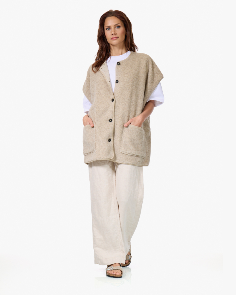 Ines Mouwloos Teddy Vest Beige