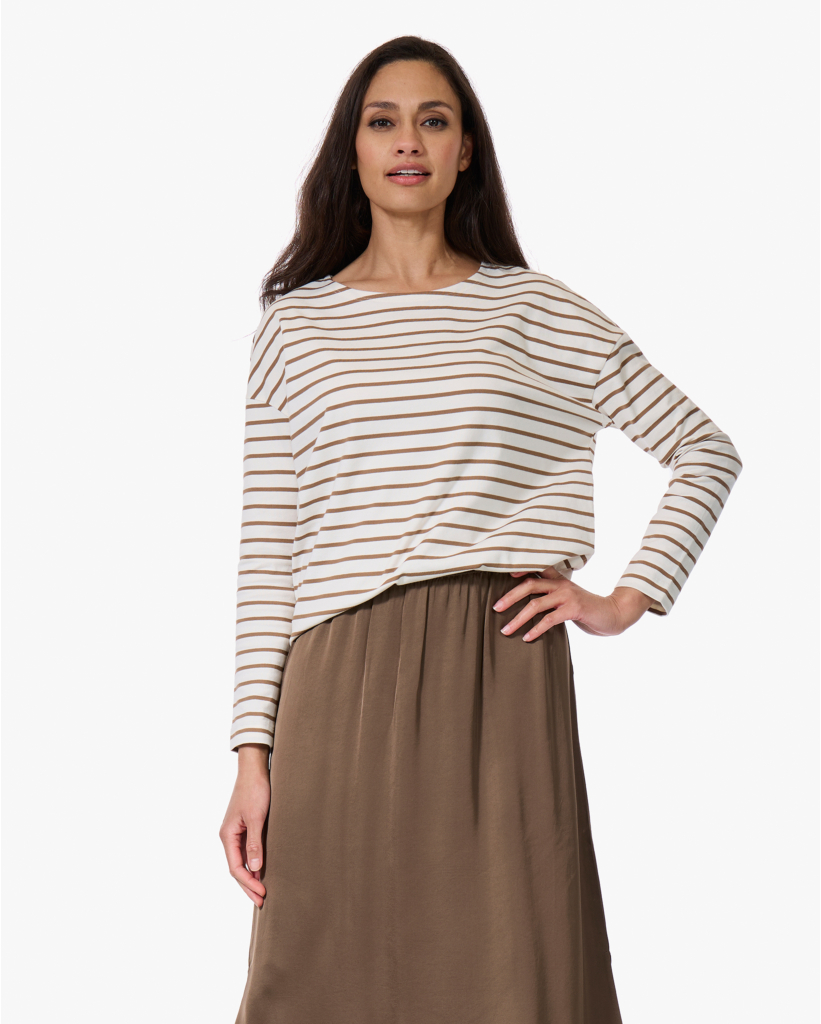 Gestreepte Longsleeve Almond