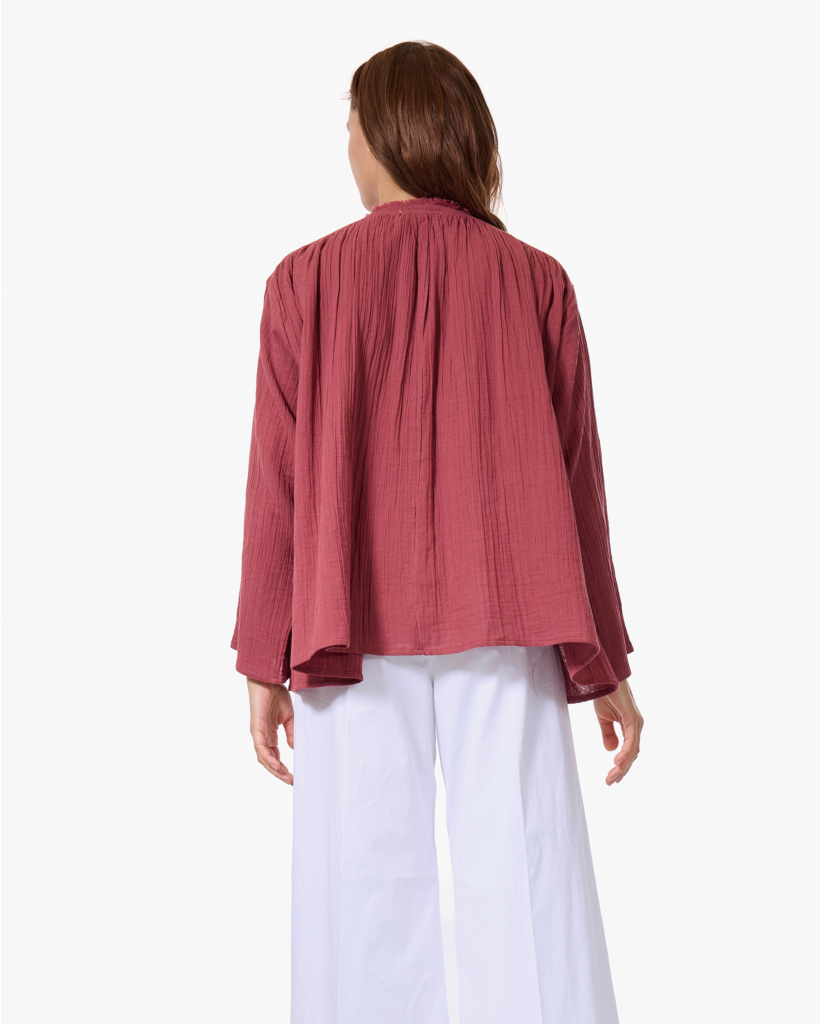 Sencha Wrinkled Cotton Blouse Cacoa