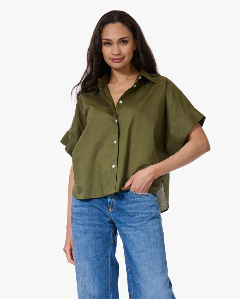 Katoenen Korte Mouwen Blouse Army
