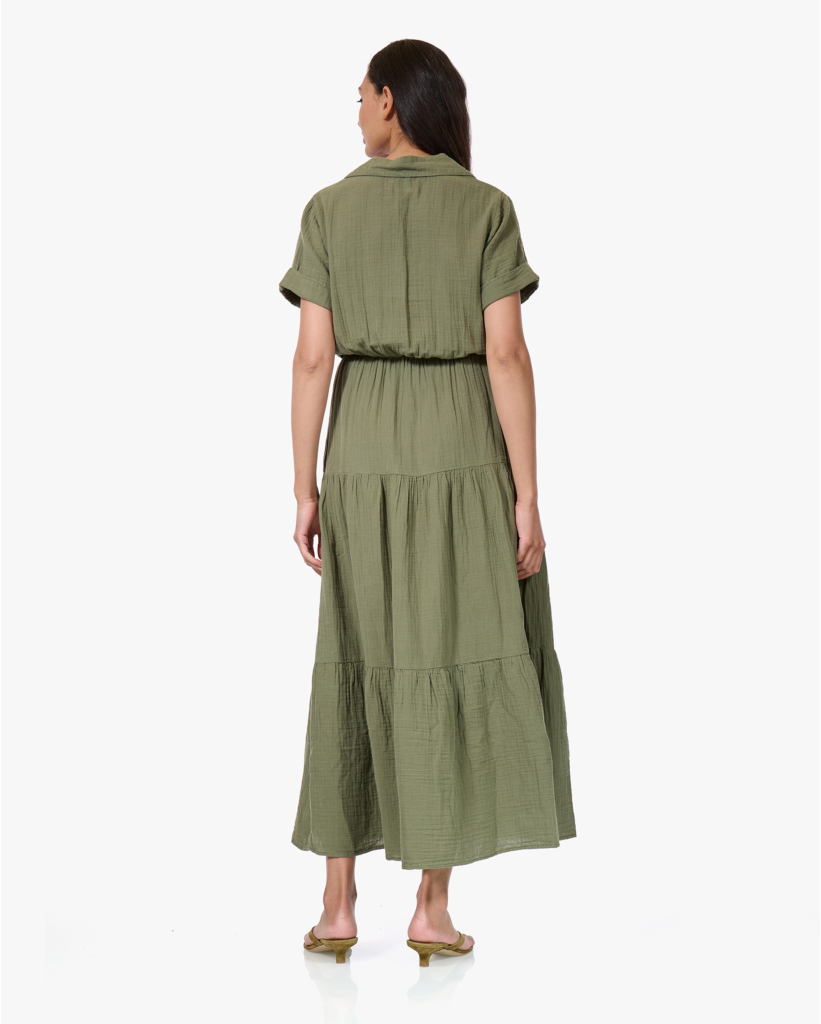 Larissa Gauze Jurk Olive Moss
