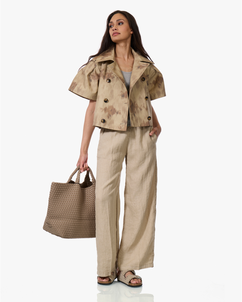 Korte Mouwen Jack met Print Beige