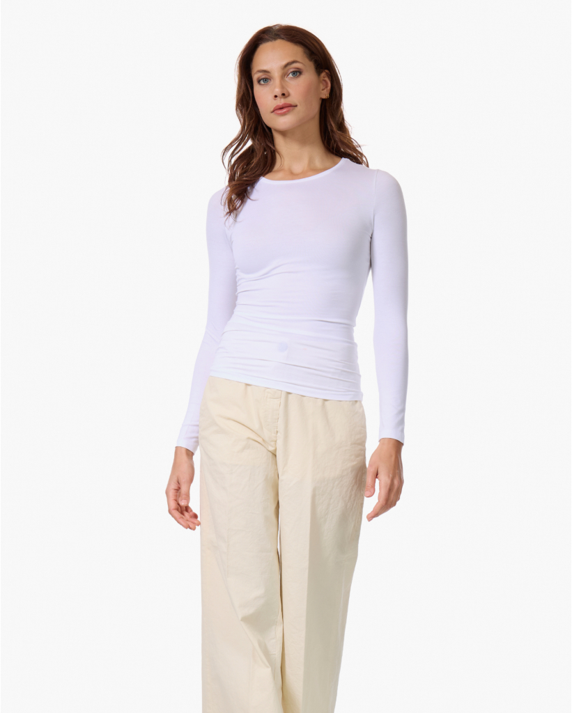 Soft Touch Ronde Hals Longsleeve Wit