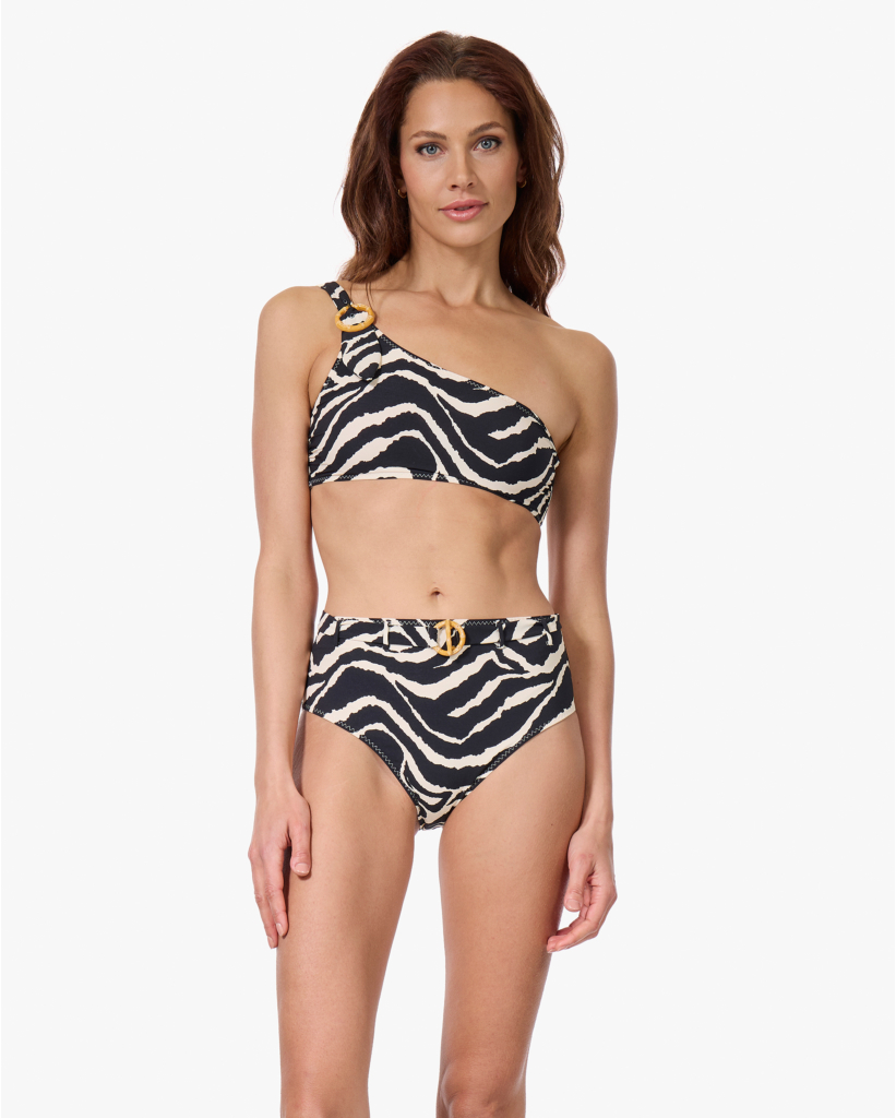 Kaia One-shoulder Bikini Top Zebra