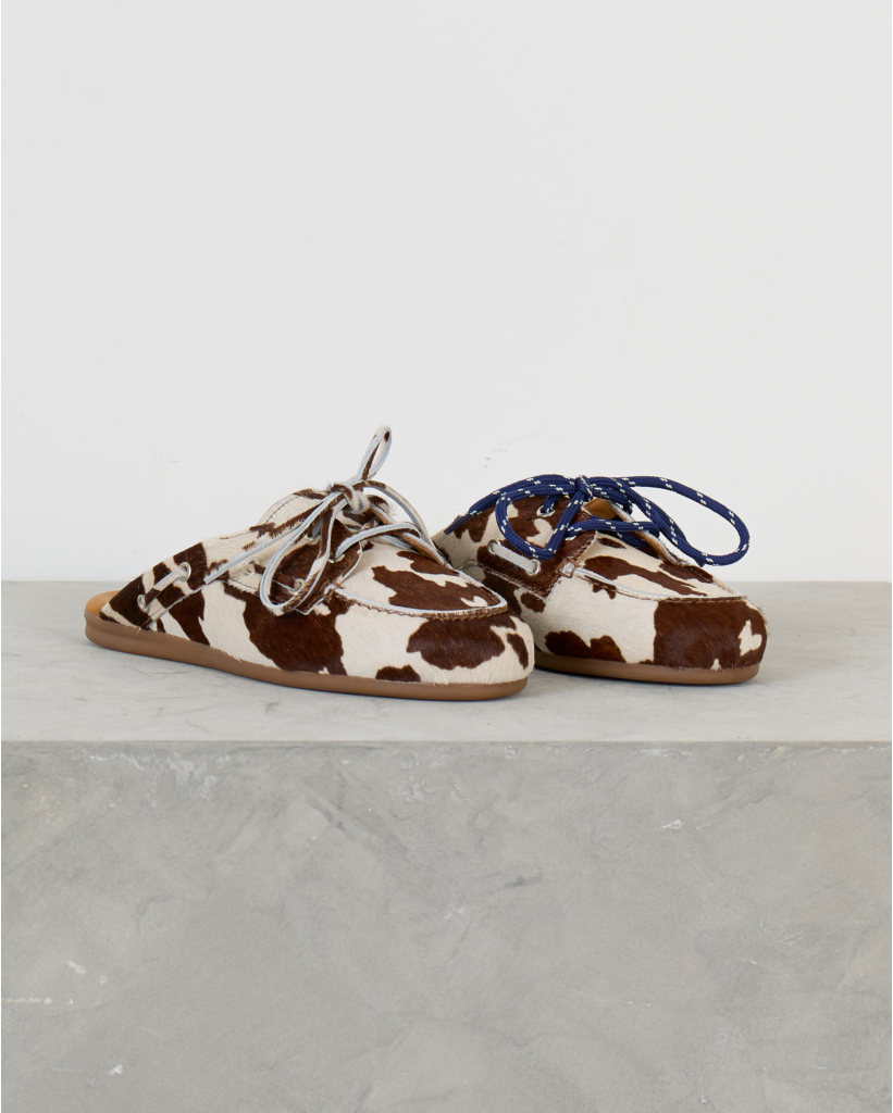 Cow Boat Loafer Mule Bruin
