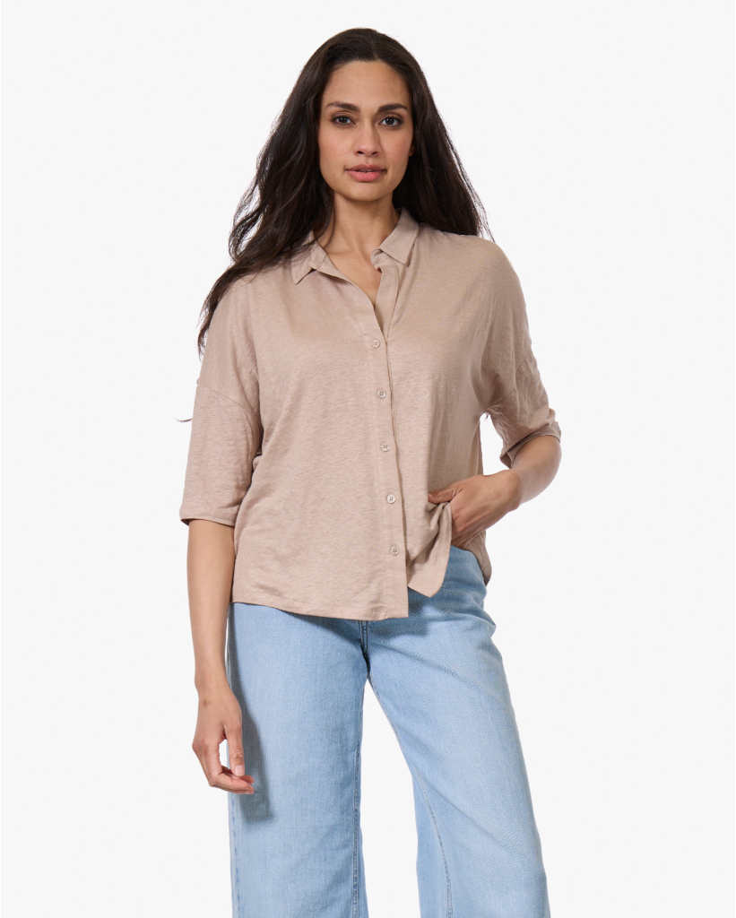 Linnen Jersey Blouse Desert
