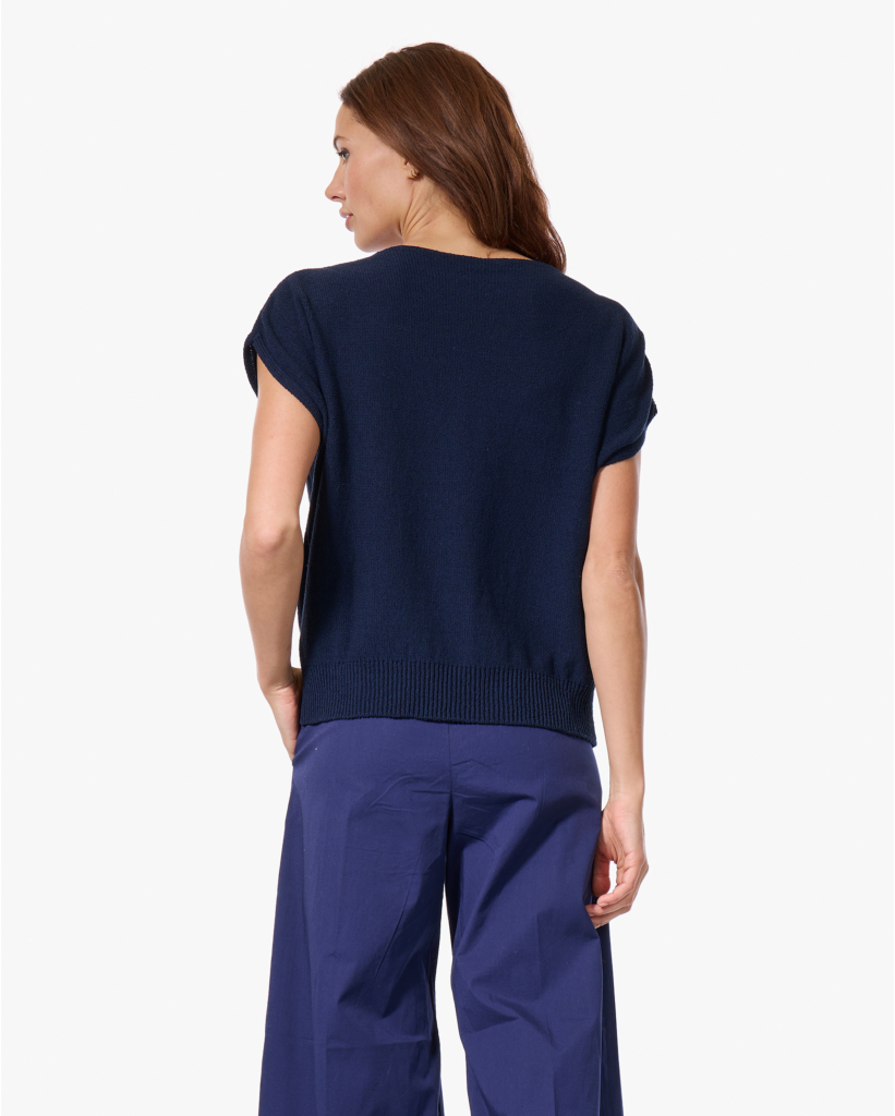 Katoenmix Korte Mouwen Trui Dark Sapphire