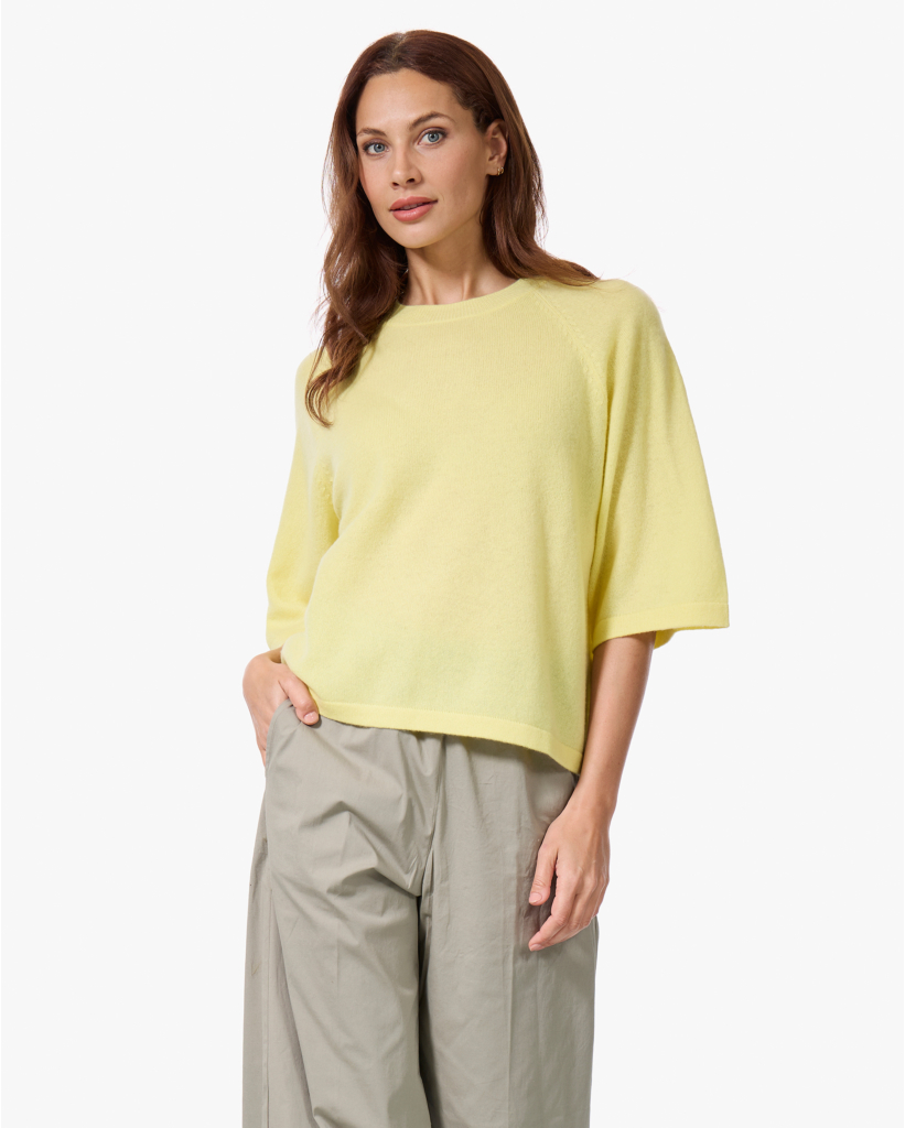 Leana Cashmere Korte Mouwen Trui Lemon Fizz