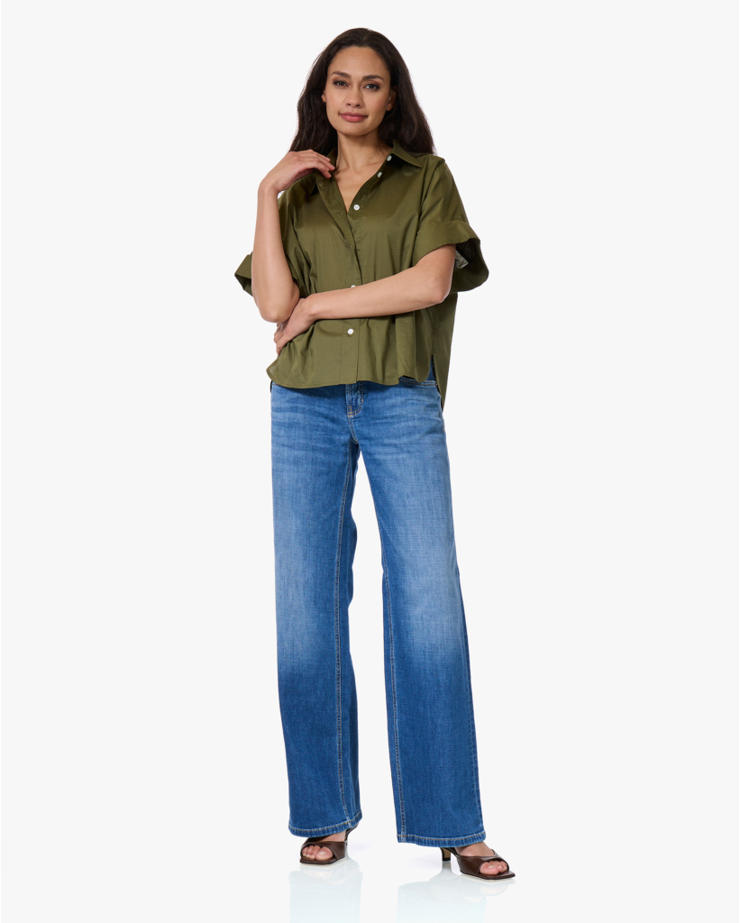 Katoenen Korte Mouwen Blouse Army