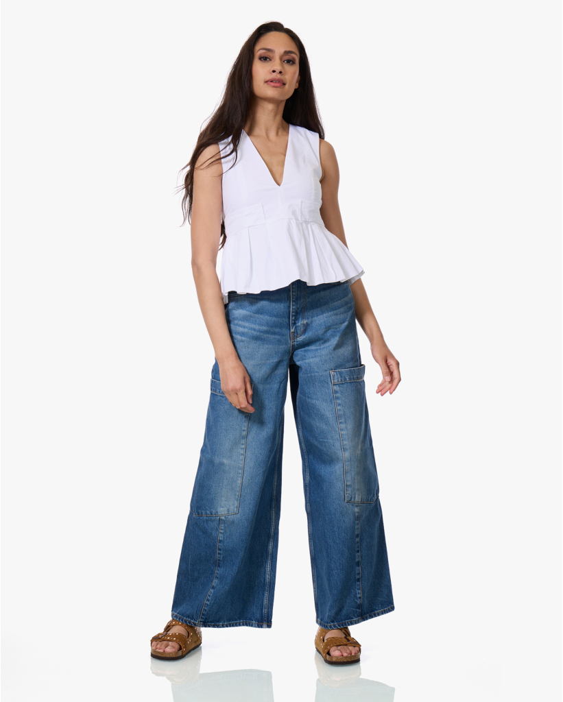 Mouwloze Peplum Top Wit