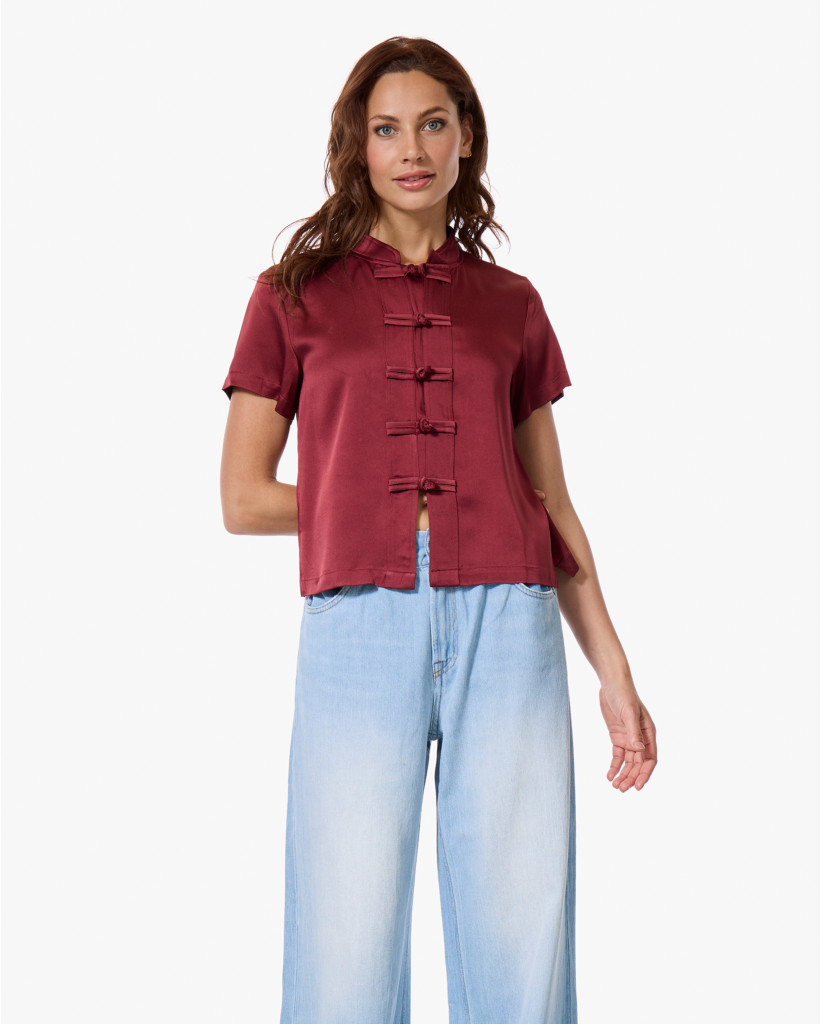 Lotus Crêpe Satijnen Blouse Cacao