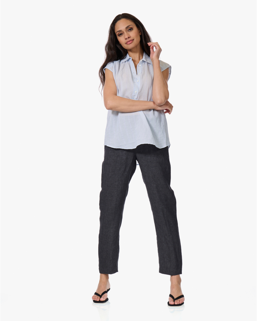 Chimia Mouwloze Tijkstreep Blouse Blauw