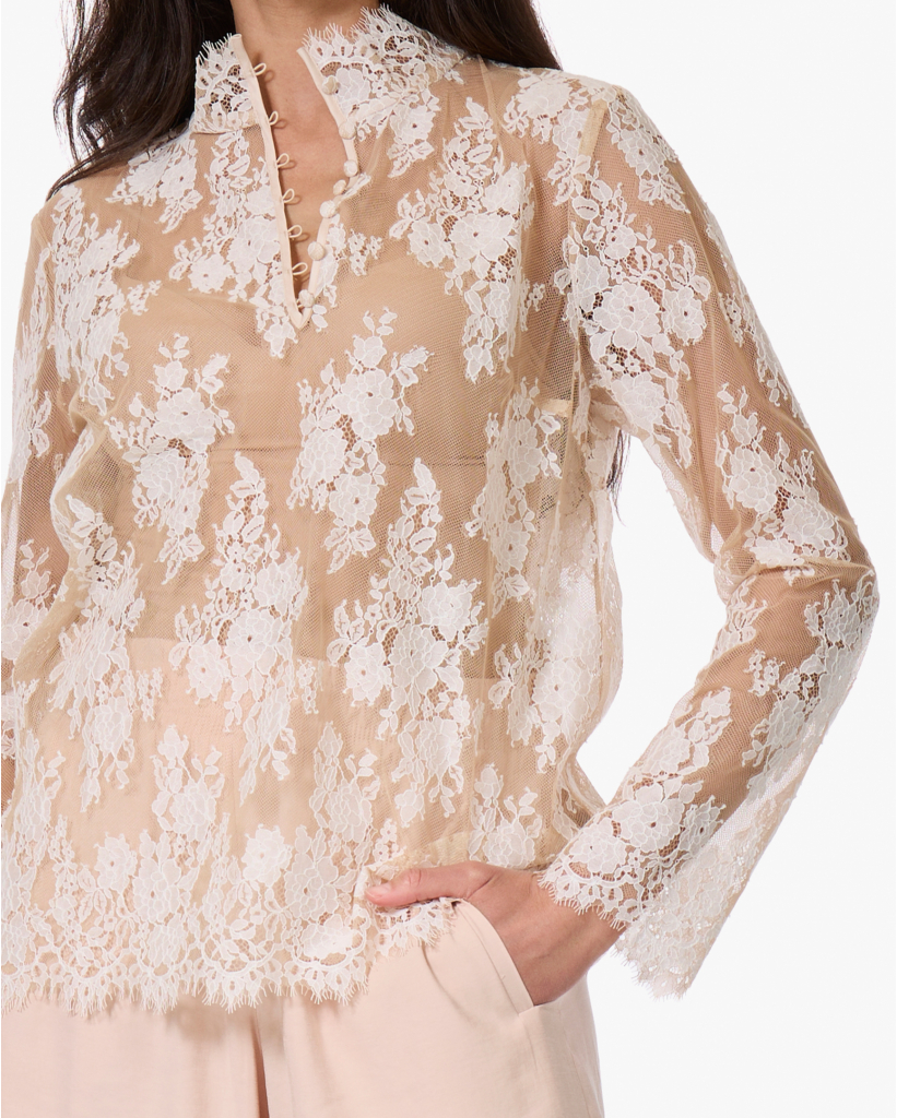 Meelah Kanten Blouse Frappe Beige